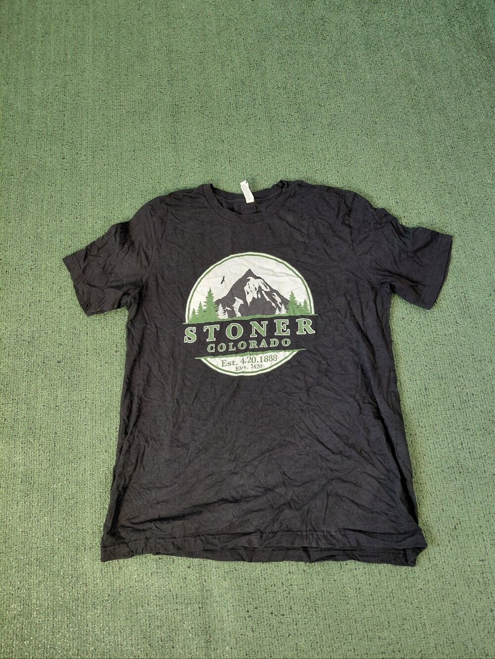 Stoner Colorado Mountains Trees Nature Black T Shirt Sz XL